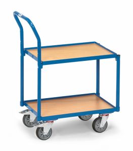 Rolplateau met 2 etages en duwbeugel laadvlak 605 x 405 mm