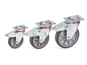 Zwenkwiel TPE 160 mm X 40 mm met rem 