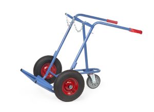 Gasflessenwagen 51021 met massief rubberen banden en steunwiel (voor 2 gasflessen á 40-50 liter)